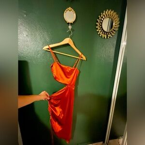 Stunning Party Shiny Orange Dress
